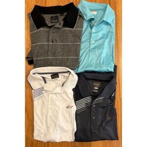 GREG NORMAN Golf Shirt Men’s Size Large Fun Designs poly & cotton LOT Of 4 EUC